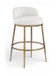 Ferro - Performance Fabric Upholstered Bar Stool - Cream / Antique Brass