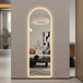 LED Full Length Wall Mirror With Symmetrical Arch Design, Dimmable 3 Color Temperature Lighting - Silver