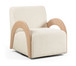 Neria - Chenille Fabric Upholstered Swivel Accent Chair - Cream / Painted Natural