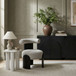 Calder - Linen Textured Fabric Upholstered Accent Chair - Painted Black Base