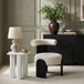 Calder - Linen Textured Fabric Upholstered Accent Chair - Painted Black Base