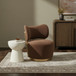 Elara - Velvet Upholstered Swivel Accent Chair - Stained Natural