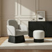 Marlowe - Linen Textured Fabric Upholstered Swivel Accent Chair - Stained Black