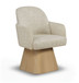Marlowe - Linen Textured Fabric Upholstered Swivel Dining Arm Chair - Stained Natural