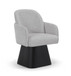 Marlowe - Linen Textured Fabric Upholstered Swivel Dining Arm Chair - Stained Black
