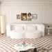 Modern Floor Sofa, With 2 Pillows, Convertible Teddy Fabric Foam Filled Bed