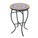Outdoor Round Side Table With Mosaic Style Top And Curved Iron Legs