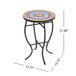 Outdoor Round Side Table With Mosaic Style Top And Curved Iron Legs