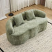 Curved Loveseat Sofa With Round Armrest