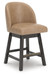 Neymorton - Upholstered Swivel Faux Leather Barstool (Set of 2) - Dark Grayish Brown