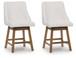 Cabalynn - Upholstered Swivel Barstool (Set of 2) - Oatmeal / Light Brown