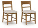 Cabalynn - Upholstered Barstool (Set of 2) - Oatmeal / Light Brown
