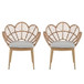 Kirk - Outdoor Wicker Peacock Shape Papasan Style Chair, Teak Finished Leg (Set of 2) - Beige / Light Brown / Light Teak