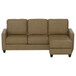 2 Piece Sofa With Chaise, Comfortable Seating For 3, Tapered Feet, USB Charging Console - Brown