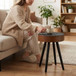 Round Coffee Table With Carved Top For Living Room