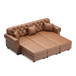 Upholstered Sofa With Nailhead Trim, Rolled Armrests With Ottoman