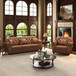 Upholstered Sofa With Nailhead Trim, Rolled Armrests With Ottoman