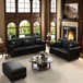 Upholstered Sofa With Nailhead Trim, Rolled Armrests With Ottoman