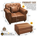 Upholstered Sofa With Nailhead Trim, Rolled Armrests With Ottoman