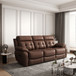 Genuine Non Power Reclining Sofa With Drop Down Table, Stainless Steel Cupholders And Magazine Bag