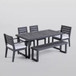 Outdoor 6 Seater Dining Set With Bench - Dark Gray / Light Gray