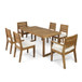 Outdoor 7 Piece Dining Set With Cushions - Sandblasted Natural / Beige