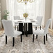 5 Piece Round Dining Table Set, Modern Dining Table And 4 Upholstered Chairs For Dining Room