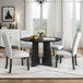 5 Piece Round Dining Table Set, Modern Dining Table And 4 Upholstered Chairs For Dining Room