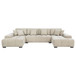 Cannella U-Shaped Double Chaise Upholstered Sectional Sofa Beige
