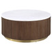 Jason Round White Marble Top Coffee Table Honey Brown