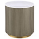 Jason Round White Marble Top Side End Table Greige