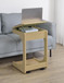 Ralston C-Shaped Lift-Top Sofa Side Table With Casters Light Oak