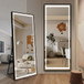 Led Mirror Full Length Mirror With Lights Wide Standing Tall Full Size Mirror For Bedroom Giant Full Body Mirror Large Floor Mirror With Lights Stand Up Dressing Big Lighted Mirror - Black