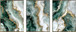 Jade Veining Hand-Embellished Canvas With Rocks & Foil In Frame (Set of 3) - Emerald / Sage