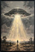 Celestial Arrival Textured Canvas In Frame - Black / Gray