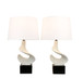 Sculpted Waves Resin & Metal Table Lamp (Set of 2) - White Stone / Matte Black