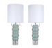 Oceanic Wave Glass & Crystal Table Lamp (Set of 2) - Mist Blue / Clear Crystal
