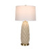 Textured Leaves Carved Ceramic & Metal Table Lamp (Set of 2) - Beige / Soft Gold