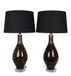 Speckled Glow Art Glass & Crystal Table Lamp (Set of 2) - Black Speckled Amber Art Glass / Clear Crystal