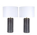 Ripple Charcoal Ribbed Ceramic Table Lamp (Set of 2) - Speckled Charcoal