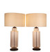 Lumina Ripple Ribbed Glass & Metal Table Lamp (Set of 2) - Clear Glass With Gold Flecks / Oil Bronze