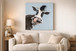 Curious Cow Hand-Embellished Wrapped Canvas With Fabric - Black / Blue