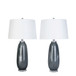 Crystal Breeze Art Glass & Crystal Table Lamp (Set of 2) - Gray Cloud / Clear Crystal