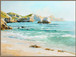 Coastal Daybreak I Hand-Embellished Canvas In Frame - Aqua / Beige