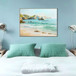 Coastal Daybreak I Hand-Embellished Canvas In Frame - Aqua / Beige