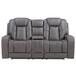 Daniel - 3 Piece Triple-Power Leather Reclining Set - Gray