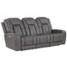 Daniel - 3 Piece Triple-Power Leather Reclining Set - Gray