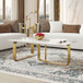 HD-3156 - Coffee Table - Marble/Gold