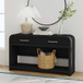 Ridgemont - Sofa Table With Bottom Shelf - Black With Grain