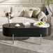 Lift Top Coffee Table With 360 Degree Marble Patterned Rotating Tray